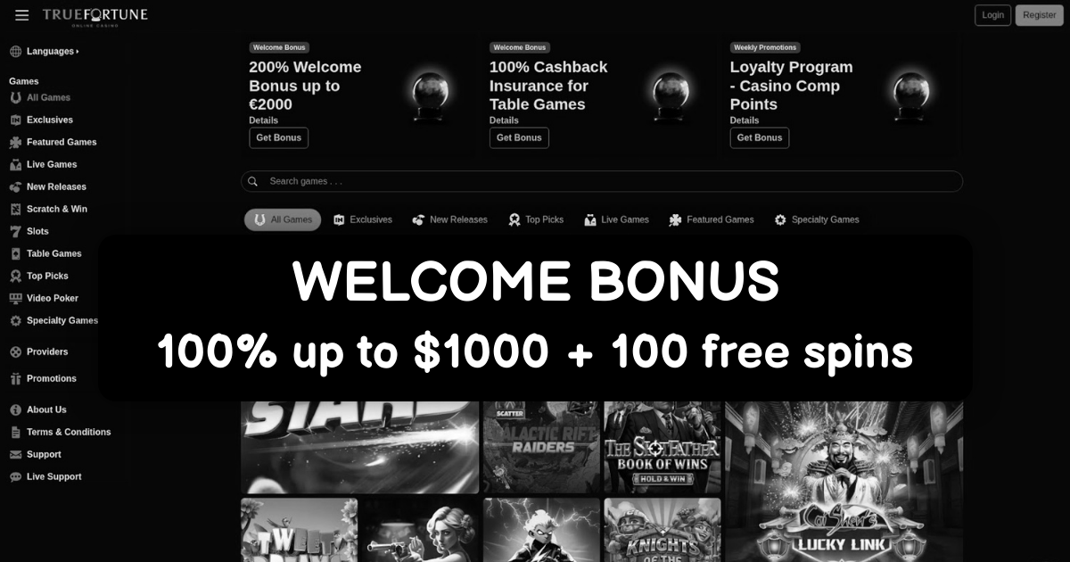 True Fortune Casino No Deposit Bonus & Free Spins USA